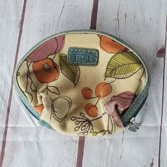 Preowned EUC Fossil Floral Clamshell Clutch Makeup Bag - Picture 1 of 5